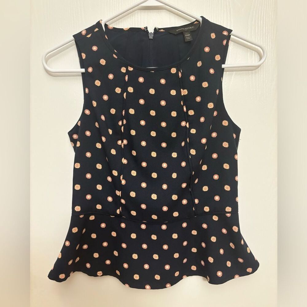 Banana Republic Petite Peplum Top Navy 00P